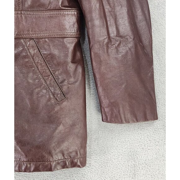 Gino Leathers Jacket Mens Size 42 Button Down Long Sleeve Vintage Coat - Picture 9 of 13